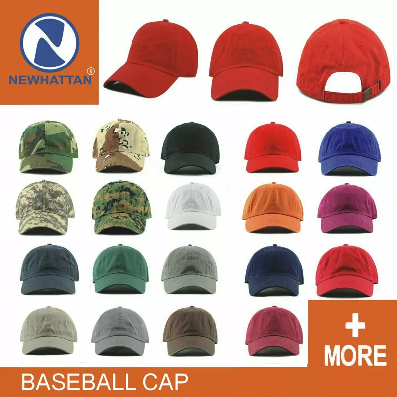 Plain Baseball Cap Hat Adjustable 100% Cotton Solid Color Men Women Unisex Casual